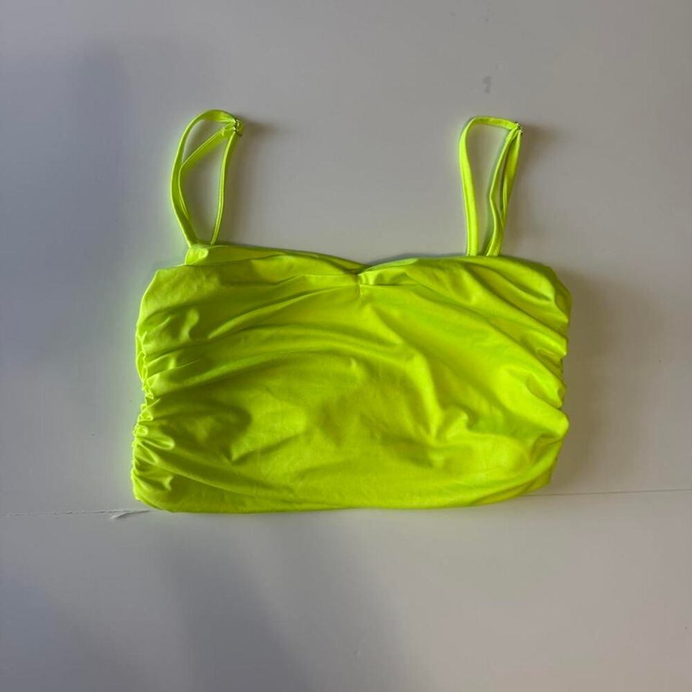 Title neon lime green ruched